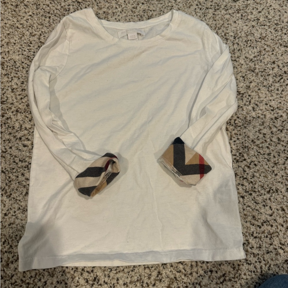 Girl’s Burberry Classic White Long Sleeve Shirt